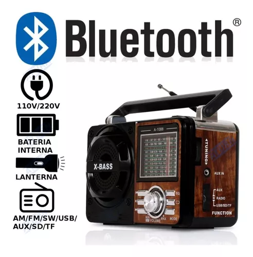 Portátil Rádio Som Retrô Usb Cartão Sd Pendrive