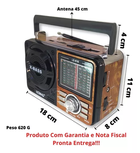Portátil Rádio Som Retrô Usb Cartão Sd Pendrive